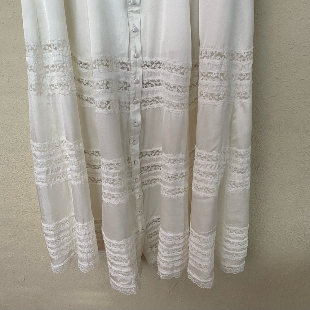 HOUSE OF CB XS D-DD 'Eviana' Ivory Real Silk Puff Sleeve Maxi Dress white NWOT - Picture 4 of 14